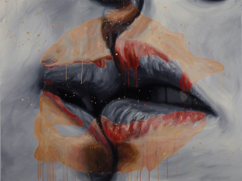 Kiss (2009), oil on canvas, 36 x 48 inches