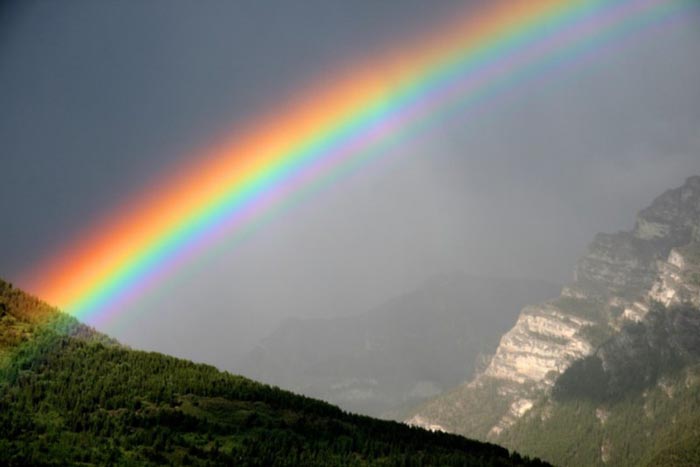 Rainbow over Grotto Mountain, Canmore, Alberta