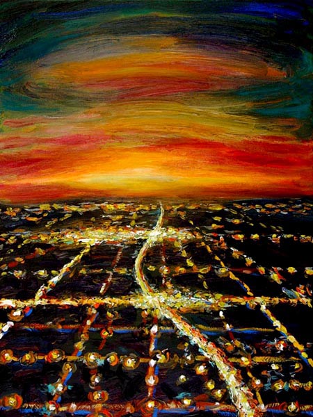 Night Flight - HWY 1 (2006), oil on canvas, 24x18 inches