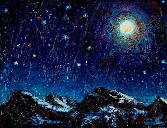 Full Moon Over Mt. Lawrence Grassi (1997), oil on panel, 9x12 inches