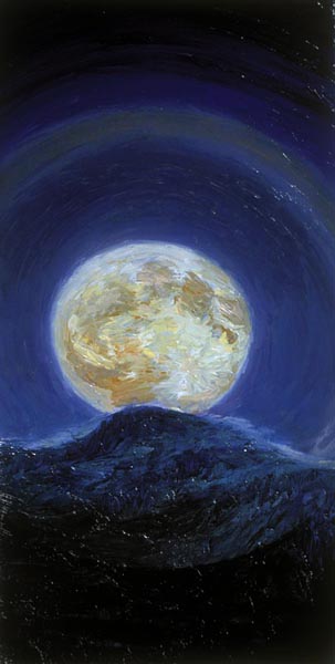 Waxed Moon Rising, oil on canvas