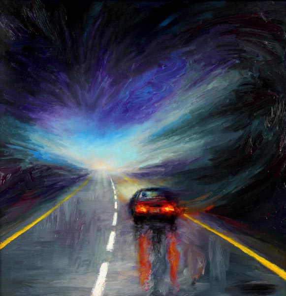 Late Night Drive (1999), oil on panel, 31 x 31 inches