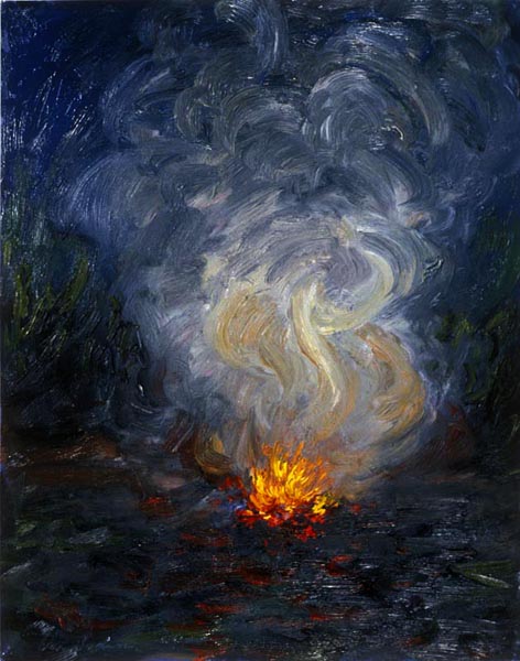 Campfire 2 (1991), oil on mylar, 24 x 18 inches