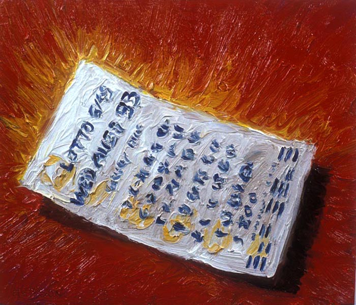 Lottery Ticket (1993), oil on panel, 10x12 inches