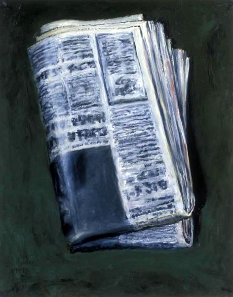 Newspaper (1992), oil on paper, 28x22 inches