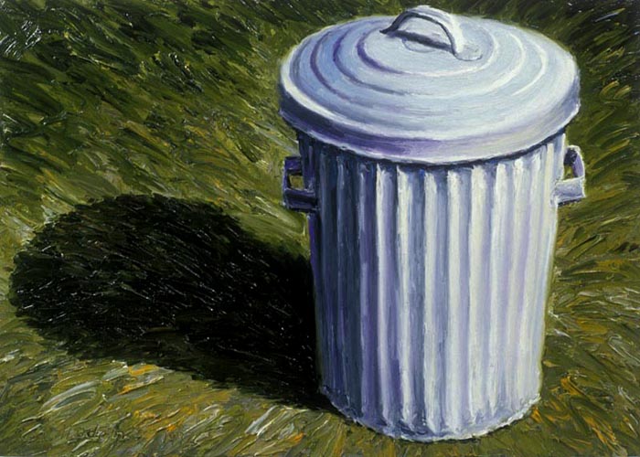 Garbage Can (1992), oil on panel, 24x34 inches
